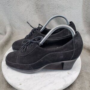 Clarks Shoes Womens Size 8 Black Suede Bendables Honest Q Oxford Academia Pump